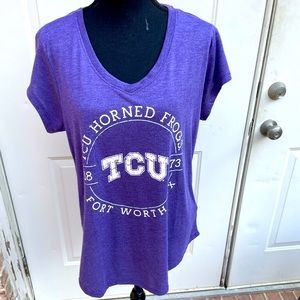 TCU, Short Sleeve, Purple/White, Shirt, Size Large 12/14